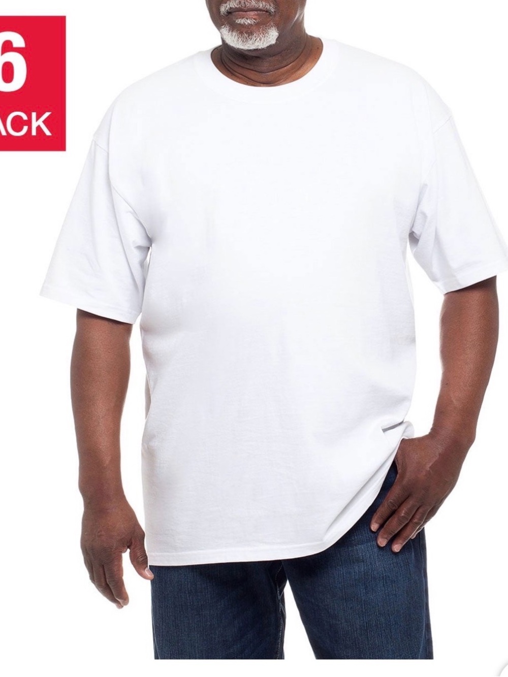 Classic White Crew heavyweight Neck Men's T-Shirt- Large